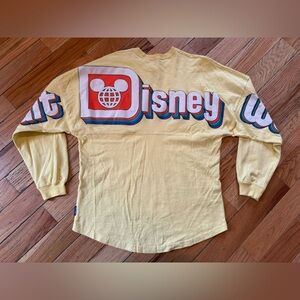 Disney Parks Walt Disney World Retro Logo Yellow Spirit Jersey Adult Size Small